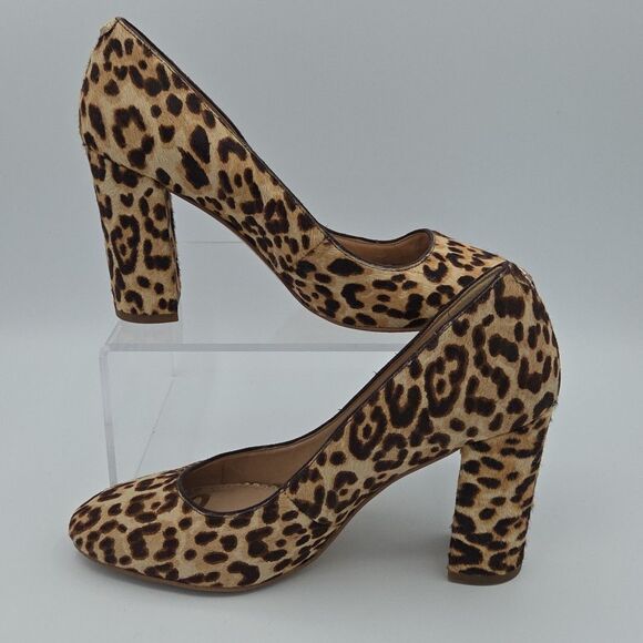 Sam Edelman women's leather & calf hair block heel Stillson pumps size 8 EUC - Picture 2 of 8